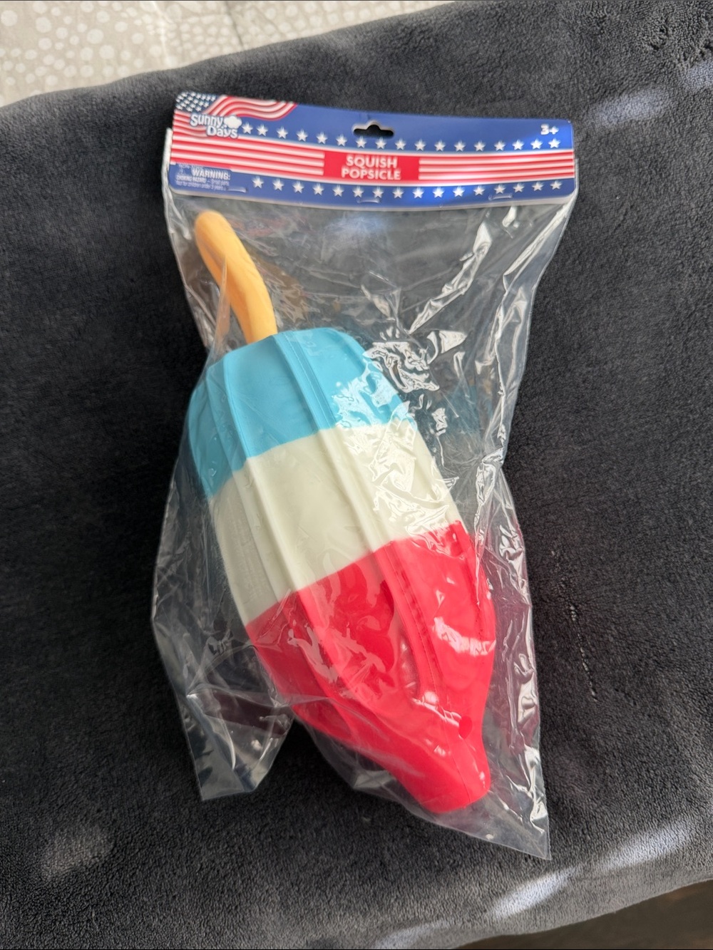 Sunny Days Squeezy Squish Popsicle Kids Toy - Red White Blue NWT